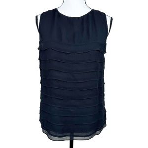 NWT Talbots Black Silk Tiered Sleeveless Blouse